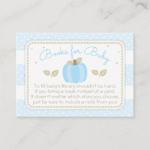 Tarjeta De Recepción Solicitud de libro de Baby Shower de calabaza azul