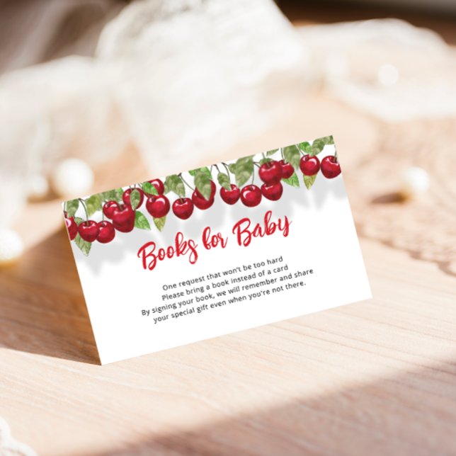 Tarjeta De Recepción Solicitud de libro de Baby Shower de cerezas dulce (Subido por el creador)