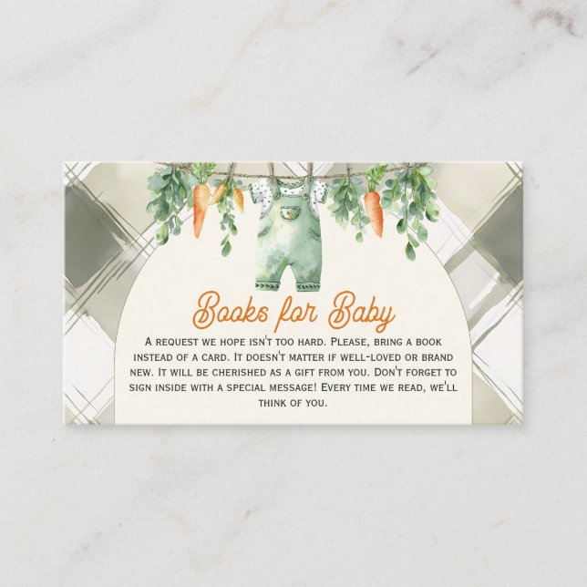 Tarjeta De Recepción Solicitud de libro de Baby Shower de Clothesline d (Anverso)