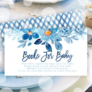 Tarjeta De Recepción Solicitud de libro de Baby Shower de color azul