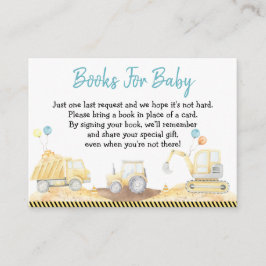 Tarjeta De Recepción Solicitud de libro de Baby Shower de Construction 