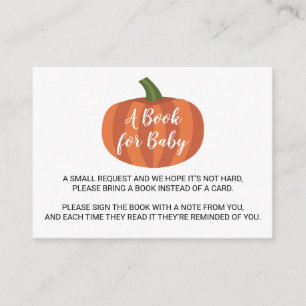 Tarjeta De Recepción Solicitud de libro de Baby Shower de Cute Pumpkin