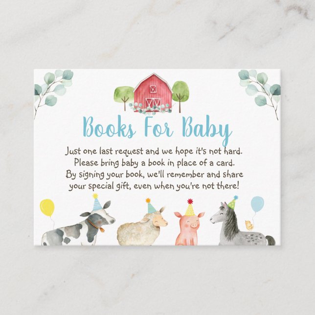 Tarjeta De Recepción Solicitud de libro de Baby Shower de Farm Greenery (Anverso)