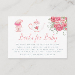 Tarjeta De Recepción Solicitud de libro de Baby Shower de Fiesta de té 