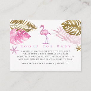 Tarjeta De Recepción Solicitud de libro de baby shower de flamenco rosa
