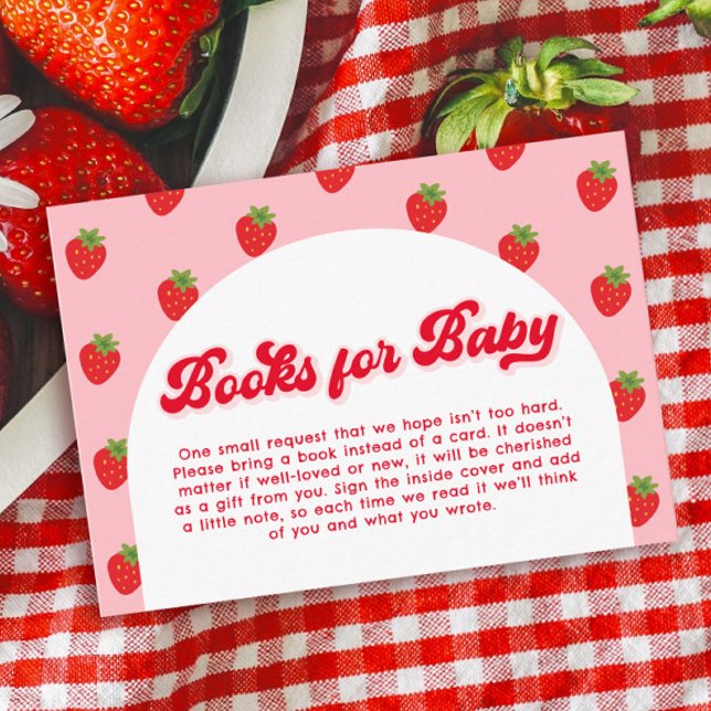 Tarjeta De Recepción Solicitud de libro de Baby Shower de fresa (Subido por el creador)