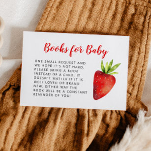 Tarjeta De Recepción Solicitud de libro de Baby Shower de fresa dulce