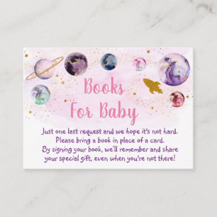Tarjeta De Recepción Solicitud de libro de Baby Shower de Galaxy Pink G