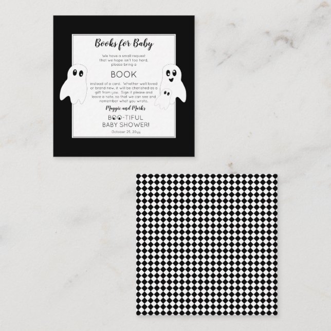 Tarjeta De Recepción Solicitud de libro de Baby Shower de Ghosts (Anverso / Reverso)