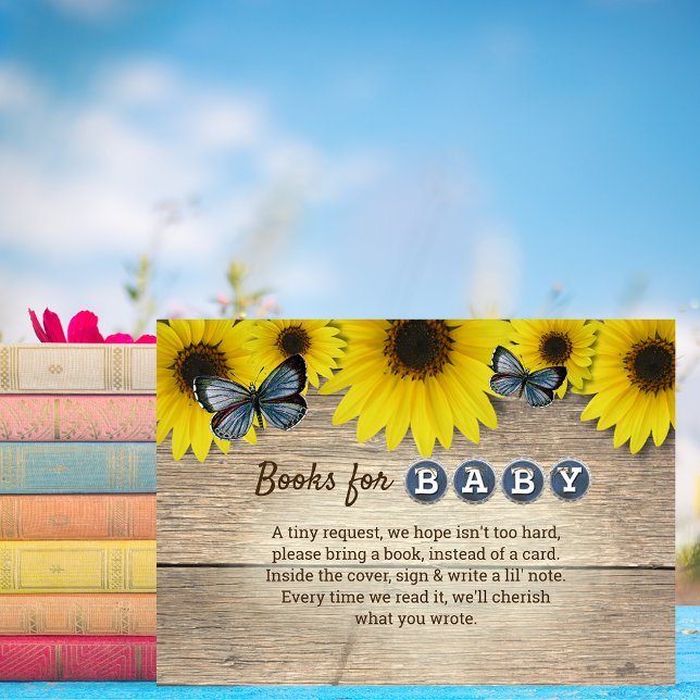 Tarjeta De Recepción Solicitud de libro de Baby Shower de girasol ruso (Subido por el creador)