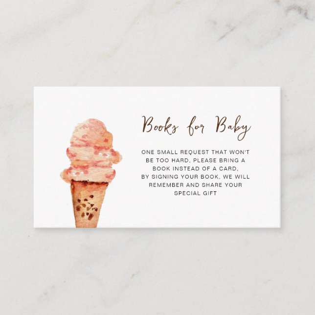 Tarjeta De Recepción Solicitud de libro de Baby Shower de helado lindo (Anverso)