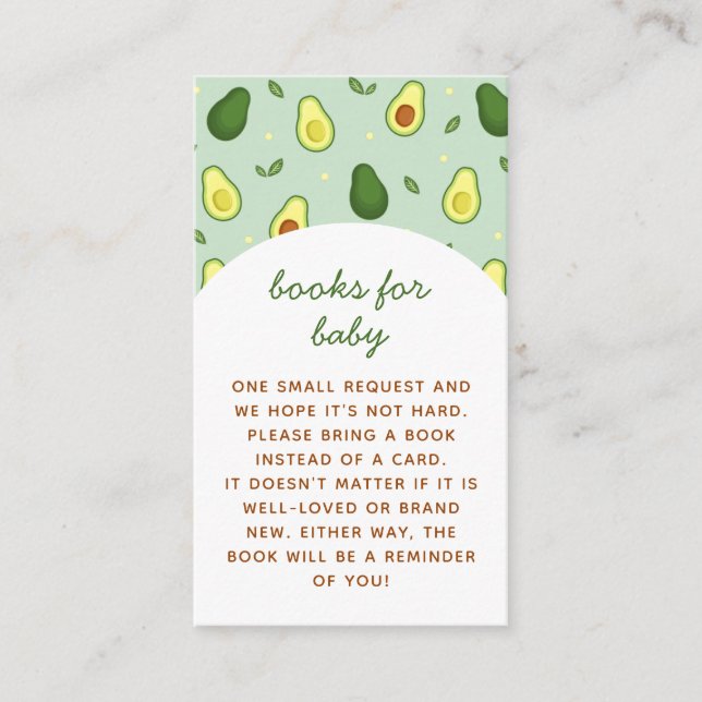 Tarjeta De Recepción Solicitud de libro de Baby Shower de Holy Guacamol (Anverso)