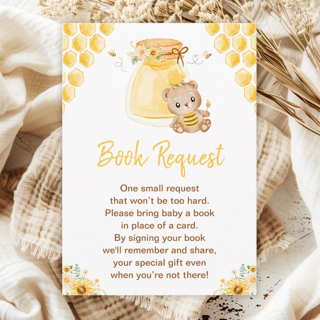 Tarjeta De Recepción Solicitud de libro de Baby Shower de Honey Bear (Subido por el creador)