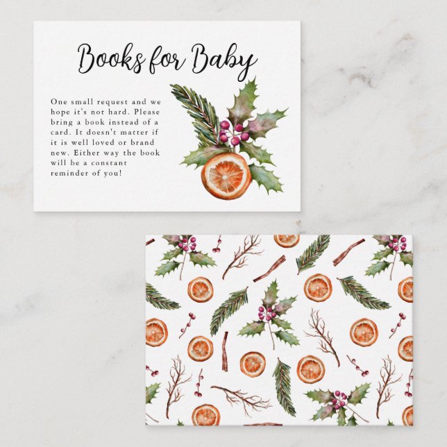 Tarjeta De Recepción Solicitud de libro de Baby Shower de invierno (Anverso / Reverso)