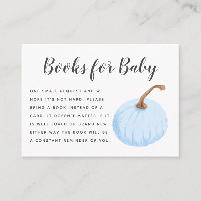 Tarjeta De Recepción Solicitud de libro de Baby Shower de la Calabaza A (Anverso)