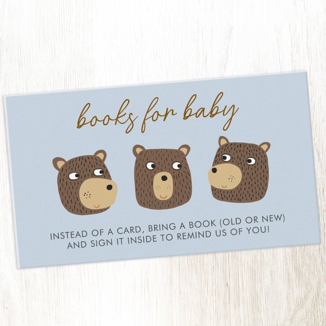 Tarjeta De Recepción Solicitud de libro de Baby Shower de Little Bear C (Little bear cub Books for Baby baby shower book request enclosure card)