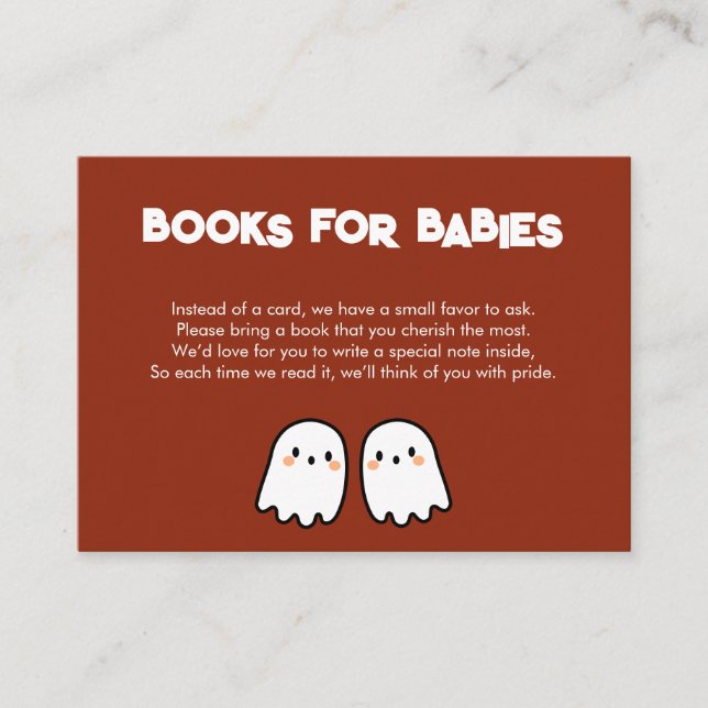 Tarjeta De Recepción Solicitud de libro de Baby Shower de los fantasmas (Anverso)