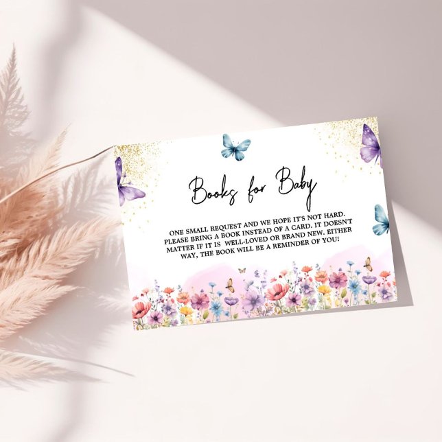 Tarjeta De Recepción Solicitud de libro de Baby Shower de Mariposa Púrp (Subido por el creador)