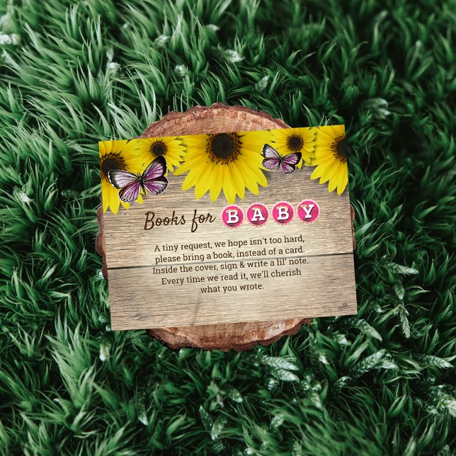 Tarjeta De Recepción Solicitud de libro de Baby Shower de mariposa rosa (Subido por el creador)