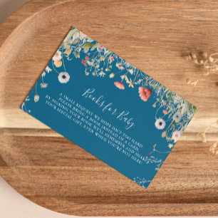 Tarjeta De Recepción Solicitud de libro de Baby Shower de Navy Boho Wil