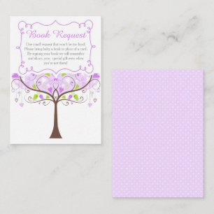 Tarjeta De Recepción Solicitud de libro de baby shower de pájaro púrpur