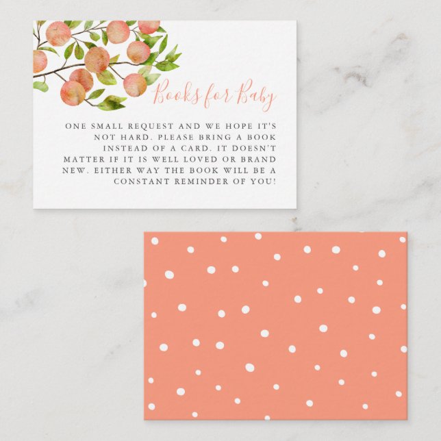 Tarjeta De Recepción Solicitud de libro de Baby Shower de Peach ruso (Anverso / Reverso)