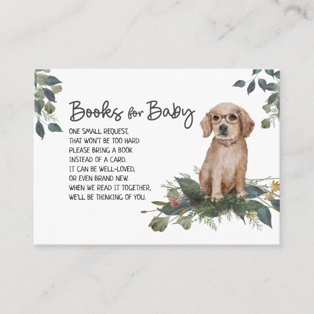 Tarjeta De Recepción Solicitud de libro de Baby Shower de perro blanco (Anverso)