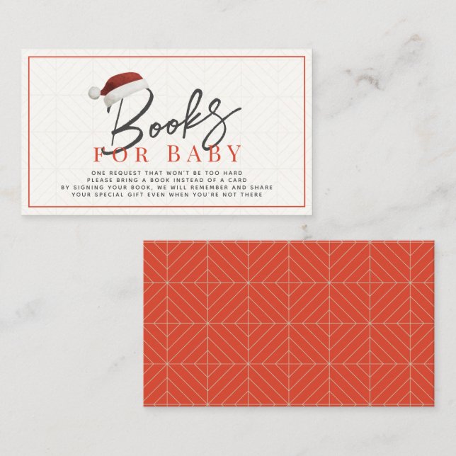 Tarjeta De Recepción Solicitud de libro de Baby Shower de Santa Hat (Anverso / Reverso)