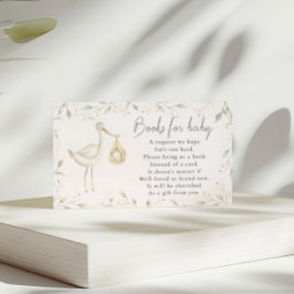 Tarjeta De Recepción Solicitud de libro de Baby Shower de Stork Greener