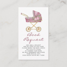Tarjeta De Recepción Solicitud de libro de Baby Shower de Stroller Rosa