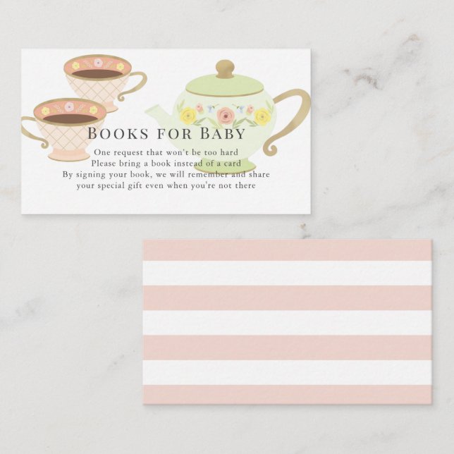 Tarjeta De Recepción Solicitud de libro de Baby Shower de Tea Pot & Cup (Anverso / Reverso)