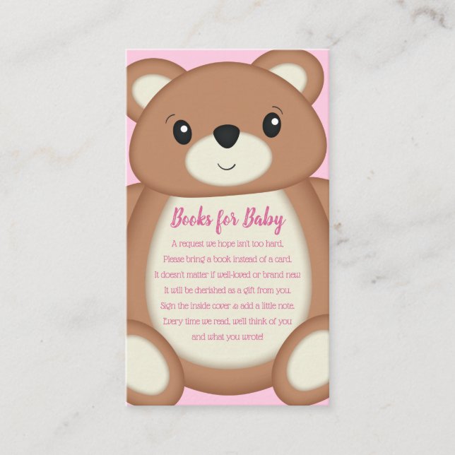 Tarjeta De Recepción Solicitud de libro de Baby Shower de Teddy Bear (Anverso)