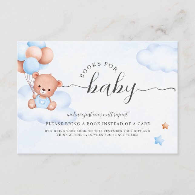 Tarjeta De Recepción Solicitud de libro de Baby Shower de Teddy Bear Wa (Anverso)