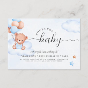 Tarjeta De Recepción Solicitud de libro de Baby Shower de Teddy Bear Wa