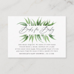 Tarjeta De Recepción Solicitud de libro de Baby Shower de verde