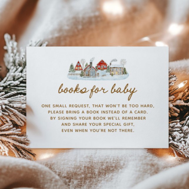 Tarjeta De Recepción Solicitud de libro de Baby Shower de Winter Villag (Subido por el creador)
