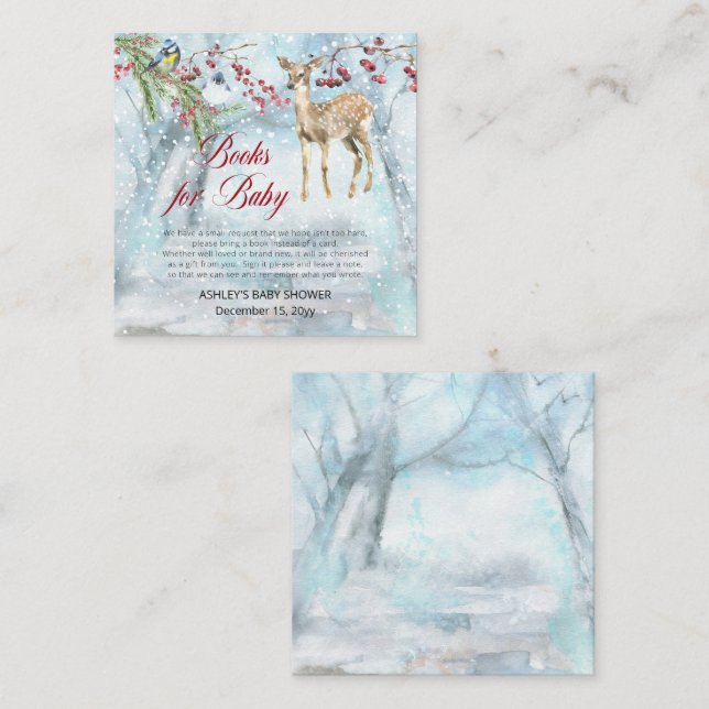 Tarjeta De Recepción Solicitud de libro de Baby Shower de Woodland Anim (Anverso / Reverso)