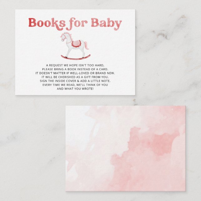 Tarjeta De Recepción Solicitud de libro de Baby Shower del Chica rosado (Anverso / Reverso)