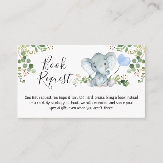 Tarjeta De Recepción Solicitud de libro de Baby Shower Elephant Foliage (Anverso)