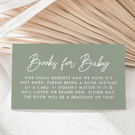 Tarjeta De Recepción Solicitud de libro de baby shower en verde sage co
