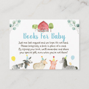 Tarjeta De Recepción Solicitud de libro de Baby Shower Farm Greenery