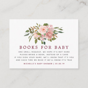 Tarjeta De Recepción Solicitud de libro de baby shower Floral Blush y B