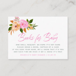 Tarjeta De Recepción Solicitud de libro de Baby Shower floral de color 