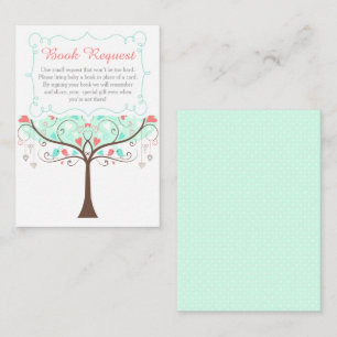 Tarjeta De Recepción Solicitud de libro de baby shower floral de menta