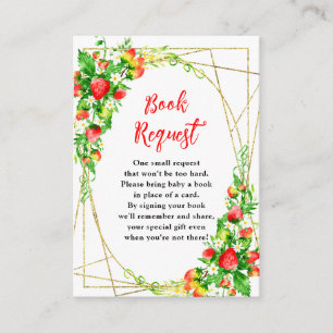 Tarjeta De Recepción Solicitud de libro de baby shower Fresas y Margari