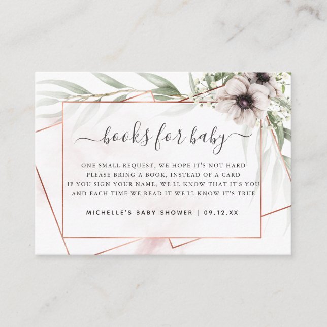 Tarjeta De Recepción Solicitud de libro de Baby Shower geométrico Eucal (Anverso)