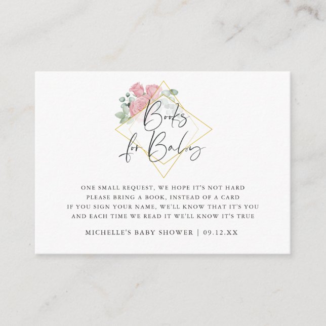 Tarjeta De Recepción Solicitud de libro de Baby Shower geométrico para  (Anverso)