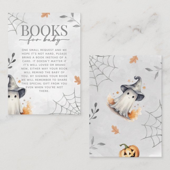 Tarjeta De Recepción Solicitud de libro de Baby Shower Ghost de Hallowe (Anverso / Reverso)