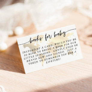 Tarjeta De Recepción Solicitud de libro de Baby Shower Gold Map