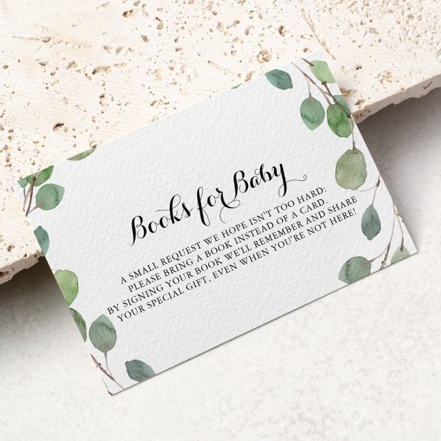 Tarjeta De Recepción Solicitud de libro de Baby Shower Greenery Eucalyp (Subido por el creador)